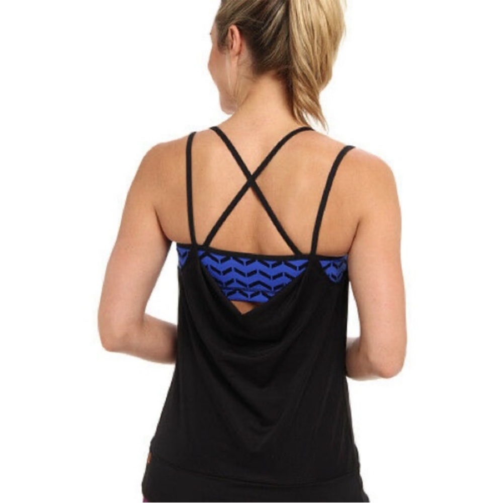 LUCY feel the beat blue black singlet tank small